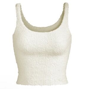 Skims Cozy Knit Bouclé Tank in Bone: Size L/XL